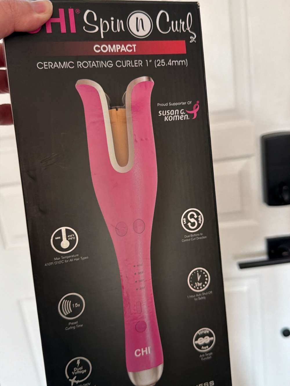 CHI Spin N Curl Compact Ceramic Rotating Curler - Pink